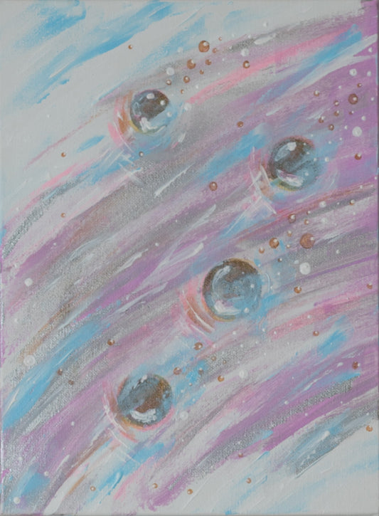 Abstract art with pastel colors and circular shapes
